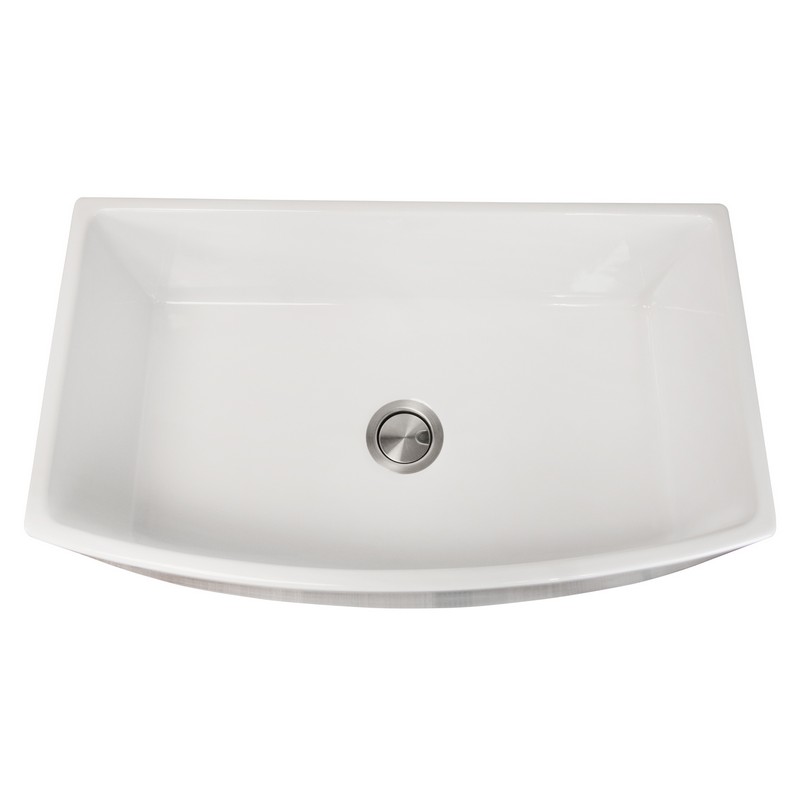 NANTUCKET SINKS FCFS3320CA-W VINEYARD 33 INCH WHITE FARMHOUSE FIRECLAY SINK WITH CURVED APRON