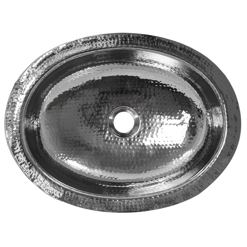NANTUCKET OVS BRIGHTWORK HOME COLLECTIONS 17.75 X 13.75 INCH HAND HAMMERED STAINLESS STEEL OVAL UNDERMOUNT BATHROOM SINK