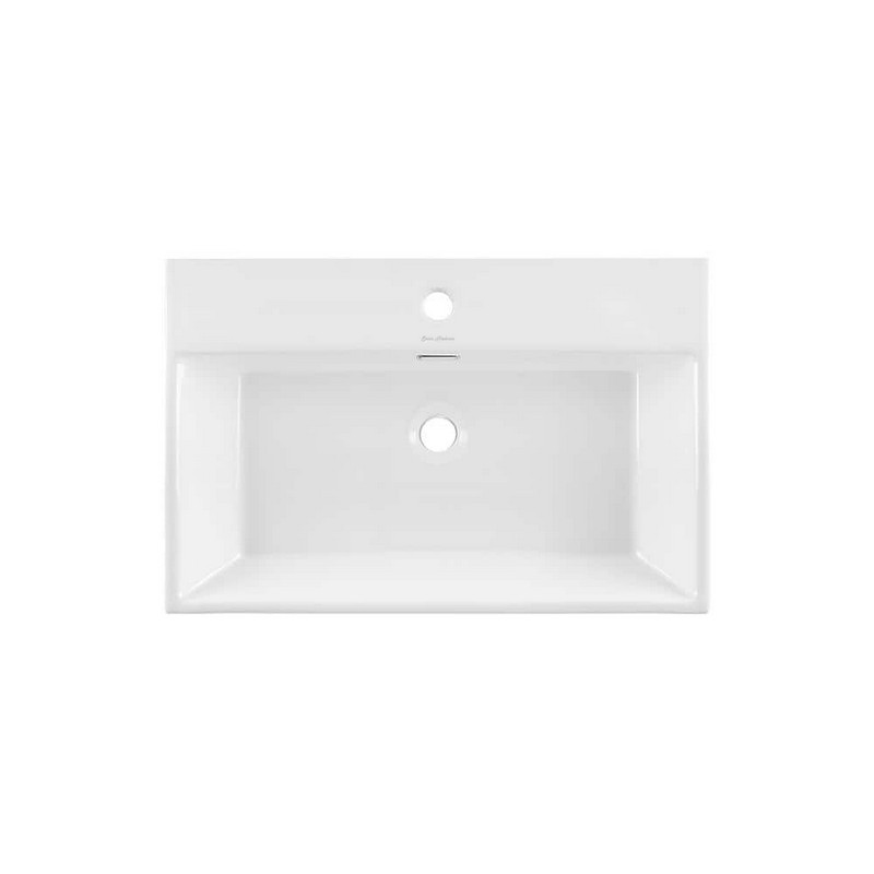 SWISS MADISON SM-CS741 CLAIRE 23 5/8 INCH RECTANGULAR CERAMIC CONSOLE SINK WITH MATTE WHITE LEGS - GLOSSY WHITE BASIN