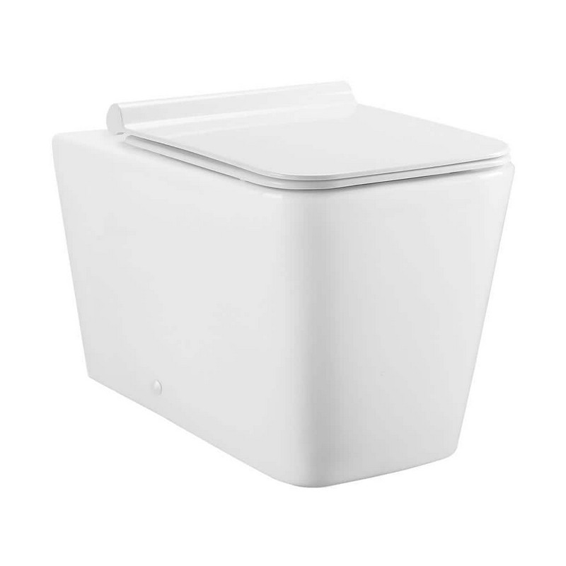 SWISS MADISON SM-WK555-01C CONCORDE 13 3/4 INCH SQUARE BACK TO WALL CONCEALED TANK TOILET BOWL BUNDLE - GLOSSY WHITE