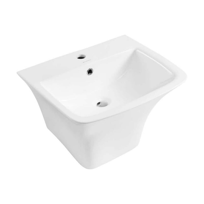 SWISS MADISON SM-WS330 CARRE 20 7/8 INCH RECTANGULAR CERAMIC WALL MOUNT BATHROOM SINK - GLOSSY WHITE