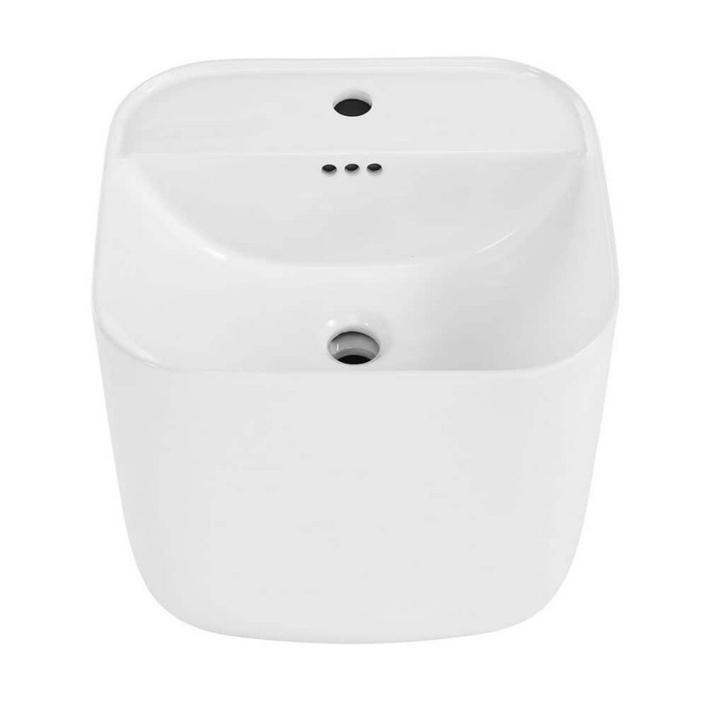 SWISS MADISON SM-WS341 CARRE 17 1/2 INCH RECTANGULAR WALL MOUNT BATHROOM SINK - GLOSSY WHITE