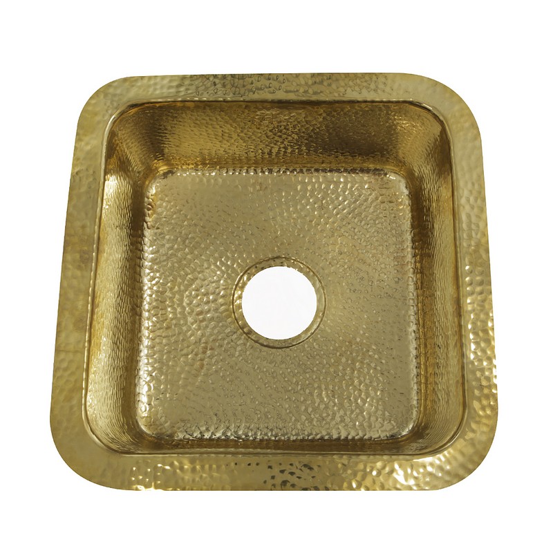 NANTUCKET SINKS SQRB-7 BRIGHTWORK HOME COLLECTION 16-5/8 INCH BRASS HAMMERED SINGLE BOWL SINK