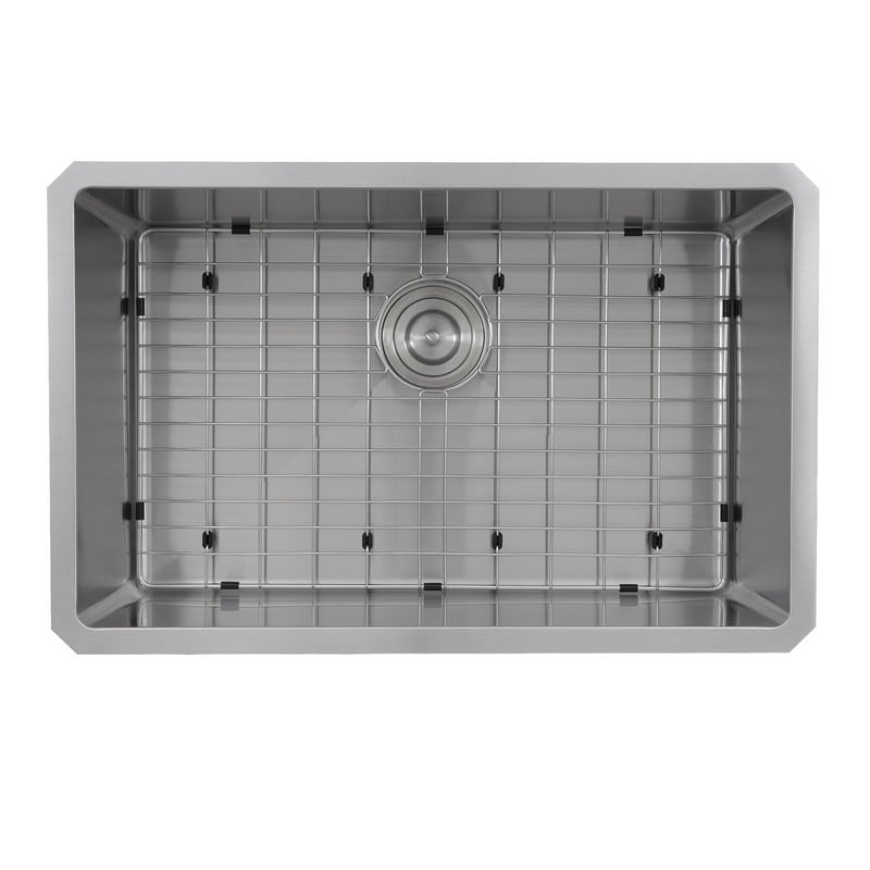 NANTUCKET SINKS SR3018 PRO SERIES RECTANGLE SINGLE BOWL UNDERMOUNT SMALL RADIUS CORNERS STAINLESS STEEL KITCHEN SINK- 16 GAUGE