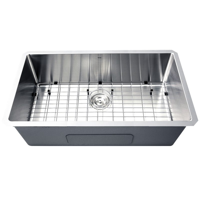 NANTUCKET SINKS SR3218-16 PRO SERIES 32 INCH LARGE RECTANGLE SINGLE BOWL UNDERMOUNT SMALL RADIUS CORNERS STAINLESS STEEL KITCHEN SINK