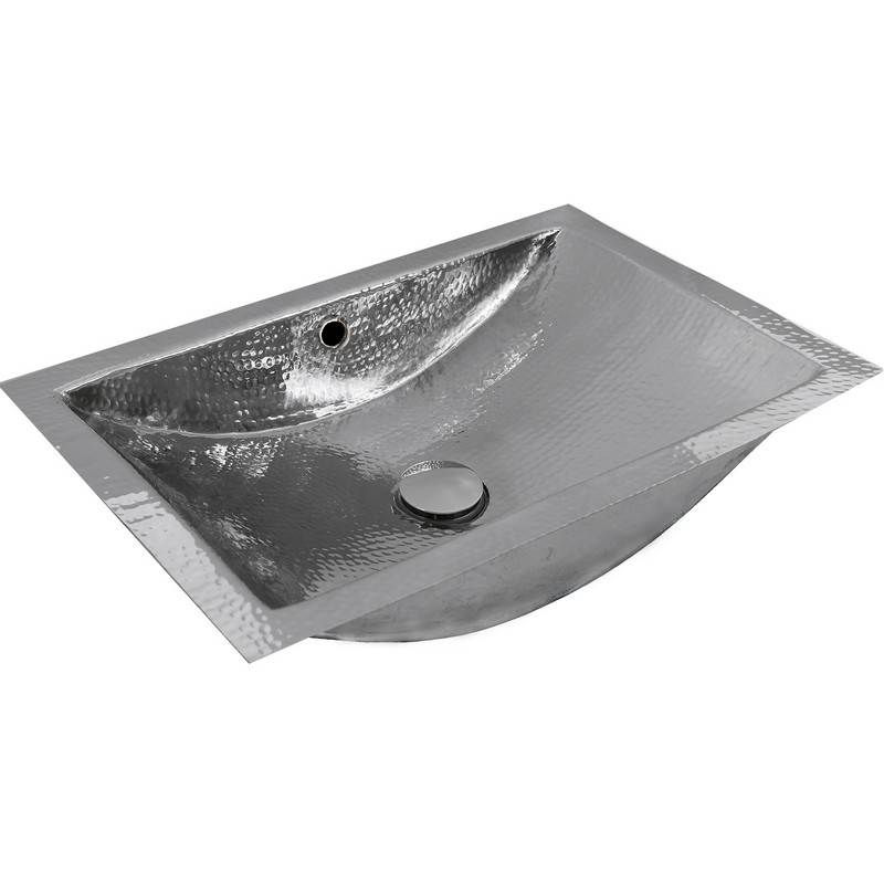 NANTUCKET SINKS TRS-OF 21 X 14 INCH HAMMERED STAINLESS STEEL RECTANGLE UNDERMOUNT BATHROOM SINK WITH OVERFLOW