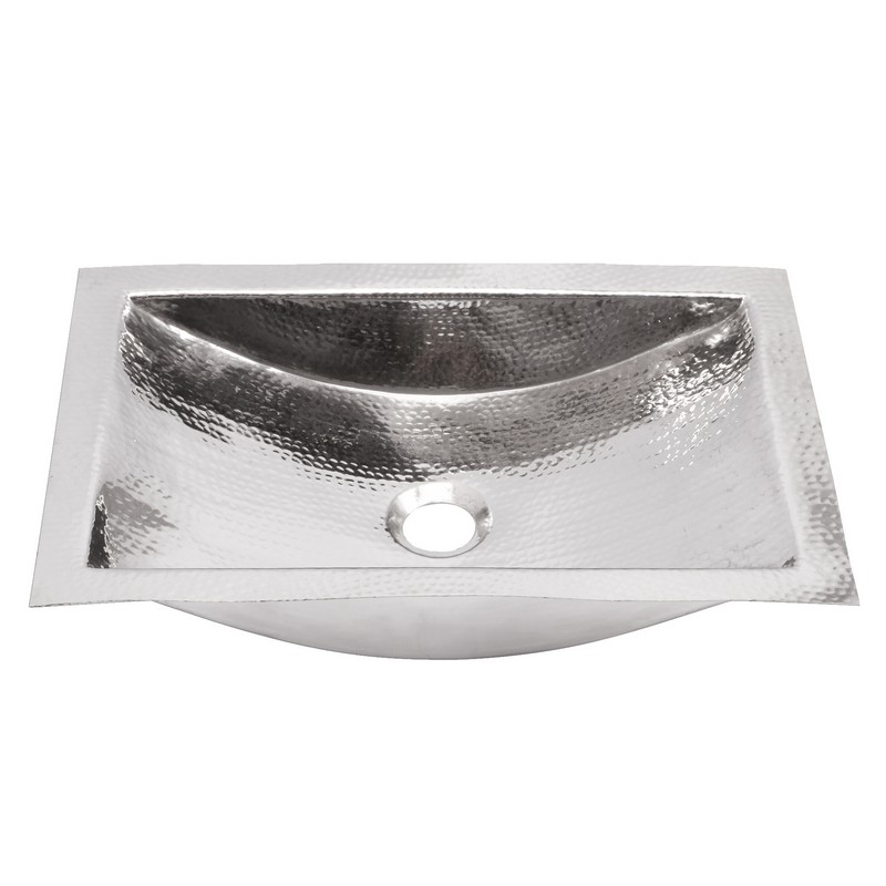 NANTUCKET SINKS TRS BRIGHTWORKS HOME 19.8 INCH HAND HAMMERED RECTANGLE UNDERMOUNT BATHROOM SINK IN STAINLESS STEEL