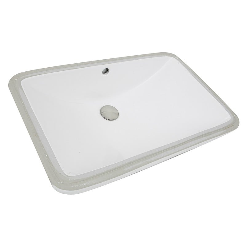 NANTUCKET SINKS UM-2112-W 23-1/2 INCH RECTANGULAR UNDERMOUNT CERAMIC VANITY SINK IN WHITE