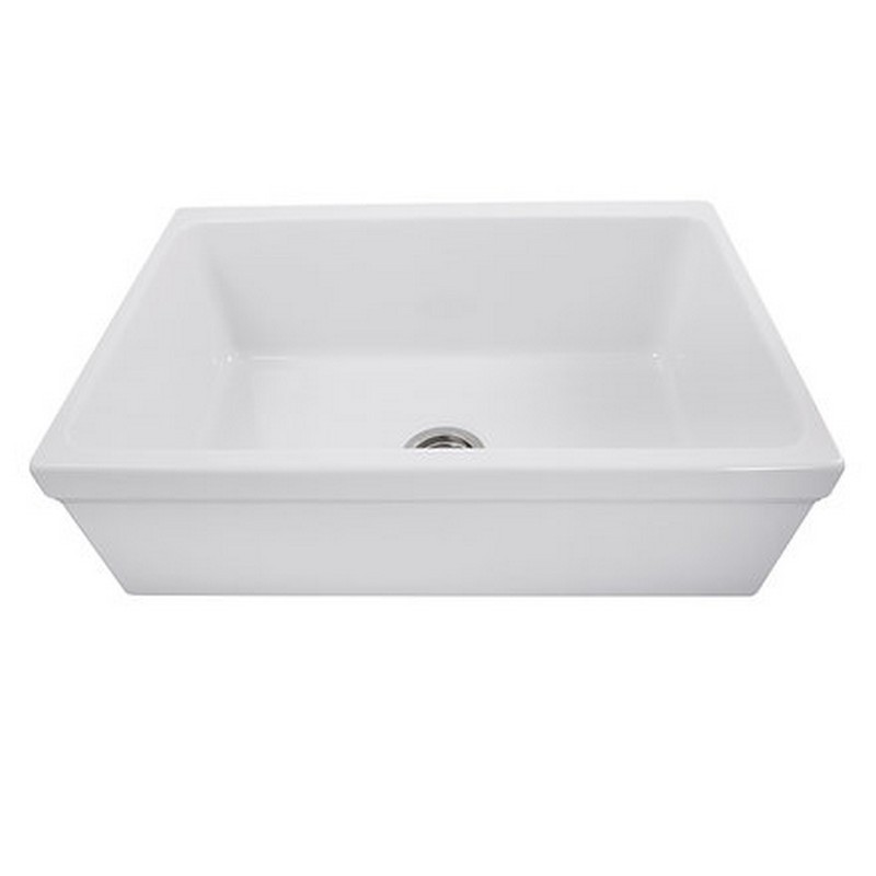 NANTUCKET SINKS WH3018FCL CAPE COLLECTION 29.5 INCH REVERSIBLE SINGLE BOWL UNDERMOUNT FIRECLAY FARMHOUSE KITCHEN SINK
