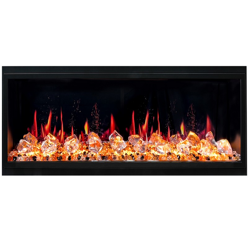 LITEDEER HOMES ZEF45XC LATITUDE 46 3/8 INCH ULTRA SLIM BUILT-IN ELECTRIC FIREPLACE WITH ACRYLIC CRUSHED ICE ROCKS - BLACK