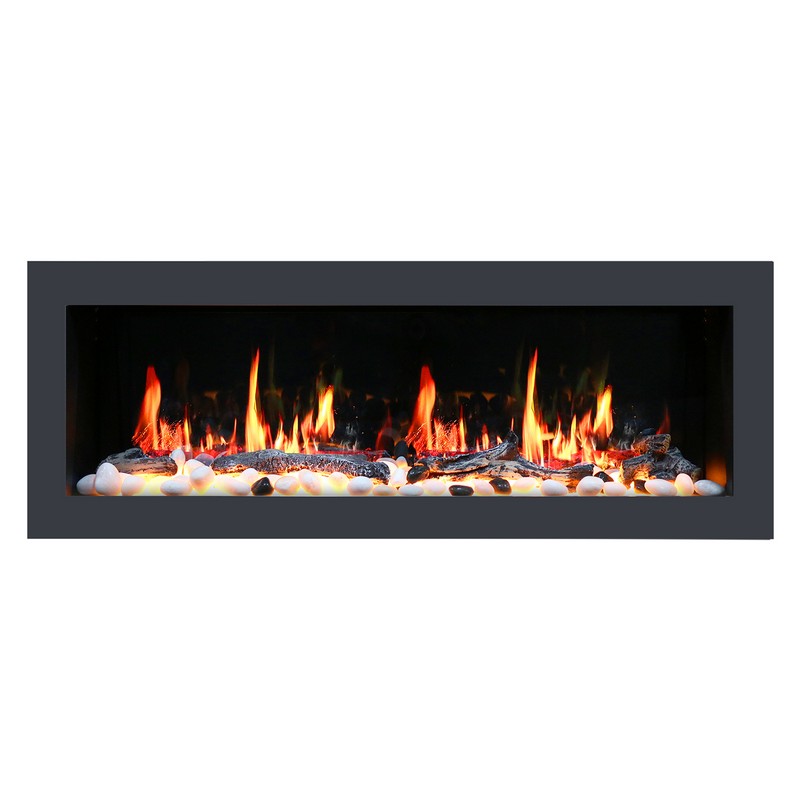 LITEDEER HOMES ZEF48X LATITUDE II 48 INCH RECESSED AND WALL MOUNTED SEAMLESS PUSH-IN ELECTRIC FIREPLACE - BLACK