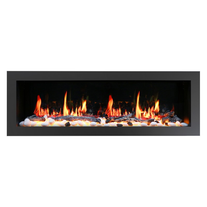 LITEDEER HOMES ZEF58V LATITUDE II 58 INCH RECESSED AND WALL MOUNTED SEAMLESS PUSH-IN ELECTRIC FIREPLACE - BLACK