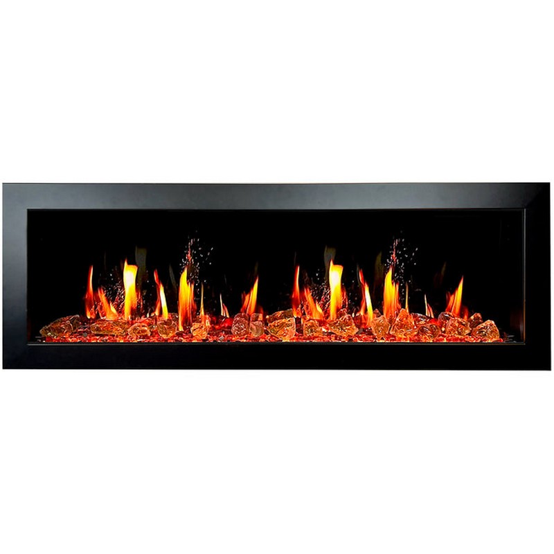 LITEDEER HOMES ZEF58VA LATITUDE II 58 INCH RECESSED AND WALL MOUNTED SEAMLESS PUSH-IN ELECTRIC FIREPLACE WITH REFLECTIVE FIRE GLASS - BLACK