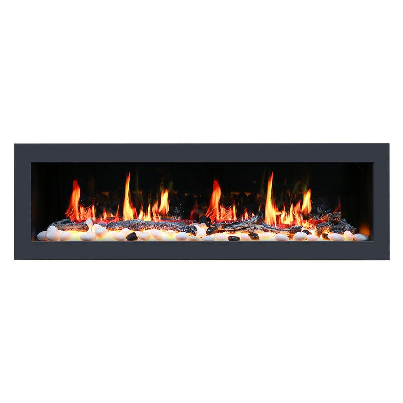 LITEDEER HOMES ZEF68X LATITUDE II 68 INCH RECESSED AND WALL MOUNTED SEAMLESS PUSH-IN ELECTRIC FIREPLACE - BLACK