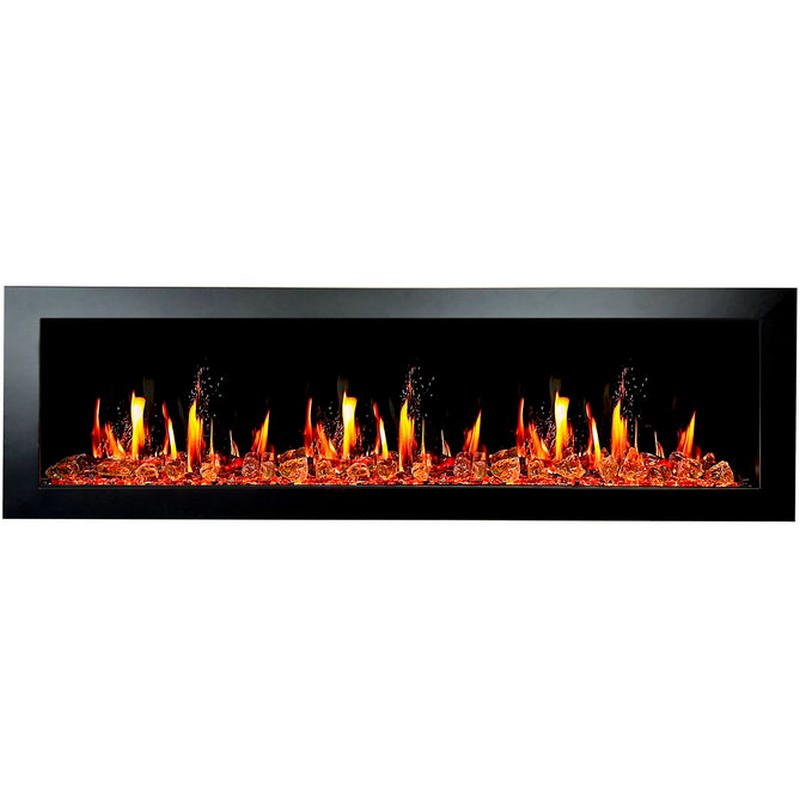 LITEDEER HOMES ZEF68XA LATITUDE II 68 INCH RECESSED AND WALL MOUNTED SEAMLESS PUSH-IN ELECTRIC FIREPLACE WITH REFLECTIVE FIRE GLASS - BLACK