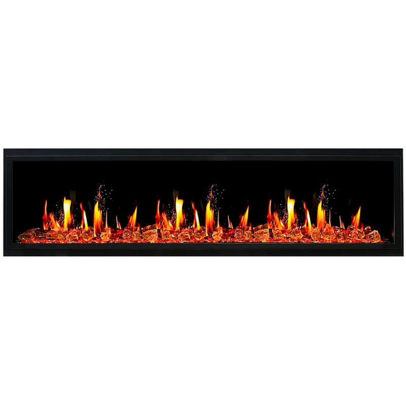 LITEDEER HOMES ZEF75VA LATITUDE 76 3/8 INCH BUILT-IN LINEAR ELECTRIC FIREPLACE WITH REFLECTIVE FIRE GLASS - BLACK