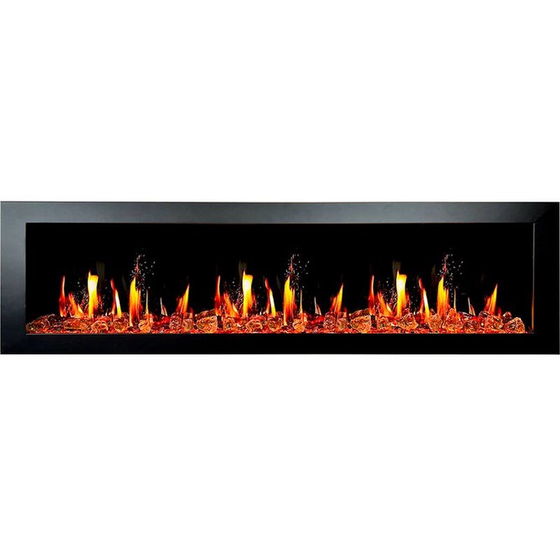 LITEDEER HOMES ZEF78VA LATITUDE II 78 INCH RECESSED AND WALL MOUNTED SEAMLESS PUSH-IN ELECTRIC FIREPLACE WITH REFLECTIVE FIRE GLASS - BLACK