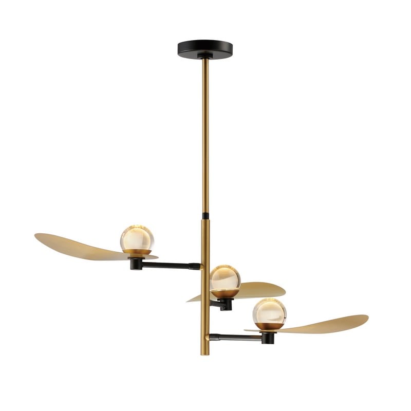 ET2 E24073-BKNAB PEARL 39 1/4 INCH LED CEILING-MOUNT PENDANT LIGHT - BLACK AND NATURAL AGED BRASS