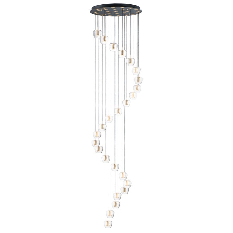 ET2 E24169-18BKGLD NEWTON 27 1/2 INCH LED CEILING-MOUNT PENDANT LIGHT - BLACK AND GOLD