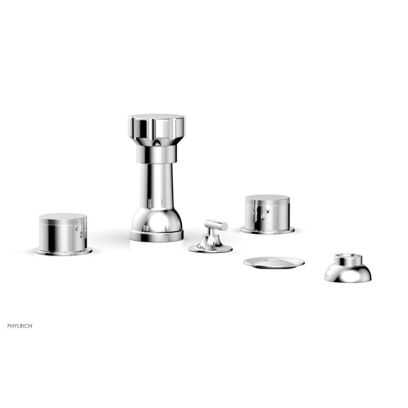 PHYLRICH 230-60 BASIC II FOUR HOLE DECK MOUNT BIDET FAUCET SET WITH KUNRLED HANDLES