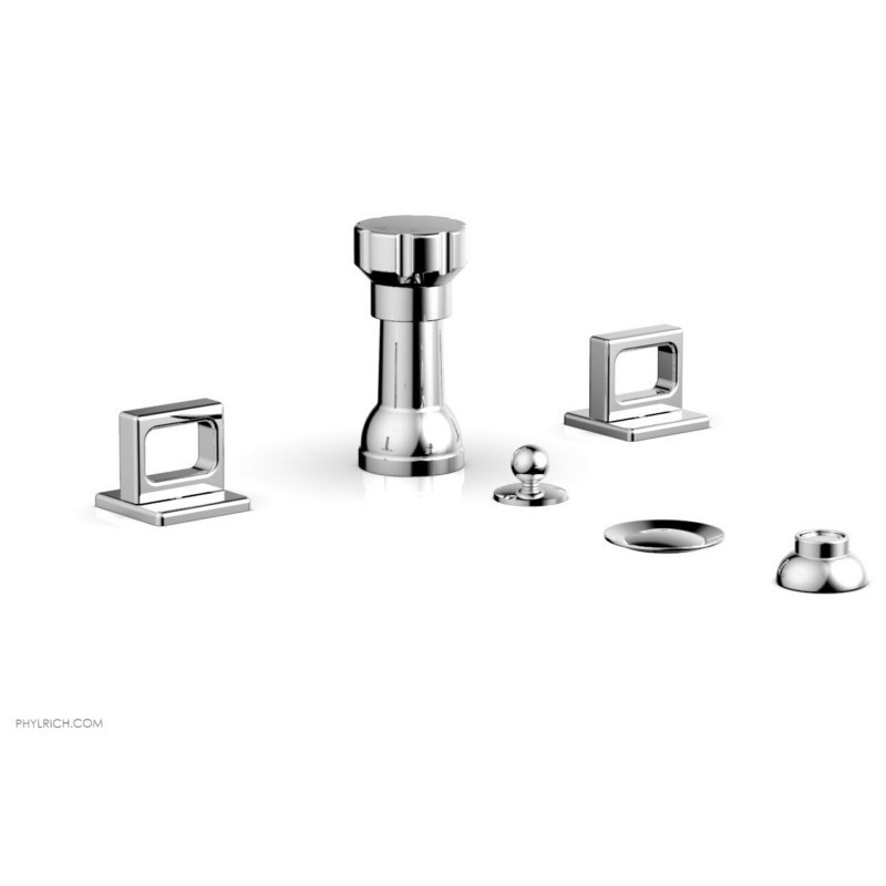 PHYLRICH 290-62 MIX FOUR HOLE DECK MOUNT BIDET FAUCET SET WITH RING HANDLES