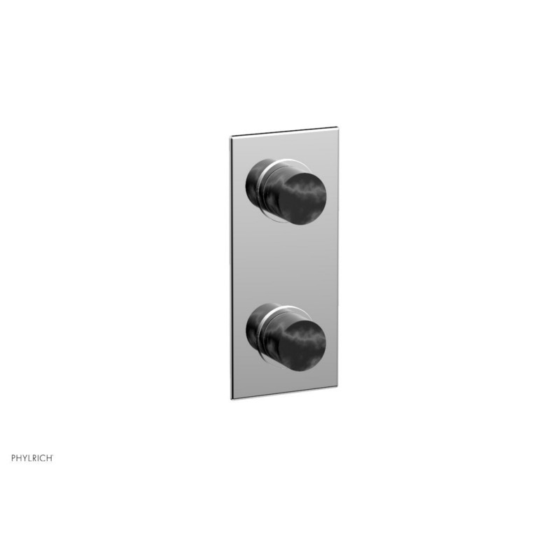PHYLRICH 4-170-030 BASIC II WALL MOUNT TWO BLACK MARBLE HANDLES MINI THERMOSTATIC VALVE WITH VOLUME CONTROL OR DIVERTER TRIM