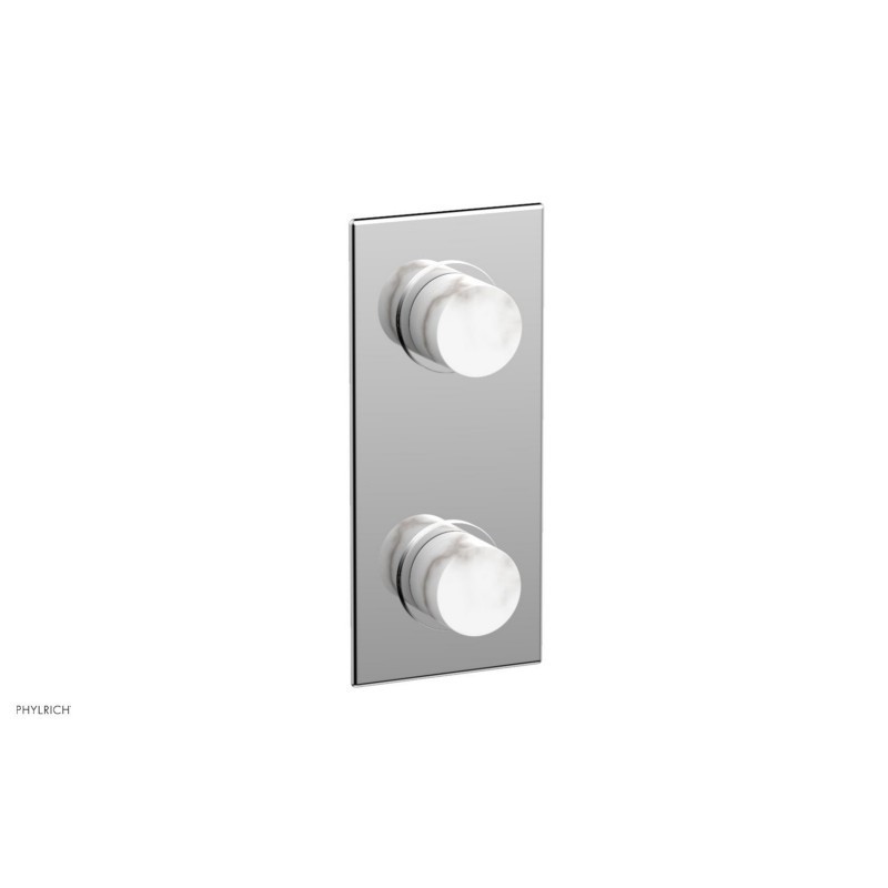 PHYLRICH 4-170-031 BASIC II WALL MOUNT TWO WHITE MARBLE HANDLES MINI THERMOSTATIC VALVE WITH VOLUME CONTROL OR DIVERTER TRIM
