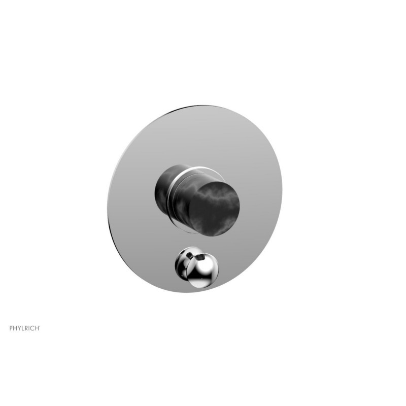 PHYLRICH 4-198-030 BASIC II WALL MOUNT PRESSURE BALANCE SHOWER PLATE WITH DIVERTER AND BLACK MARBLE HANDLE TRIM