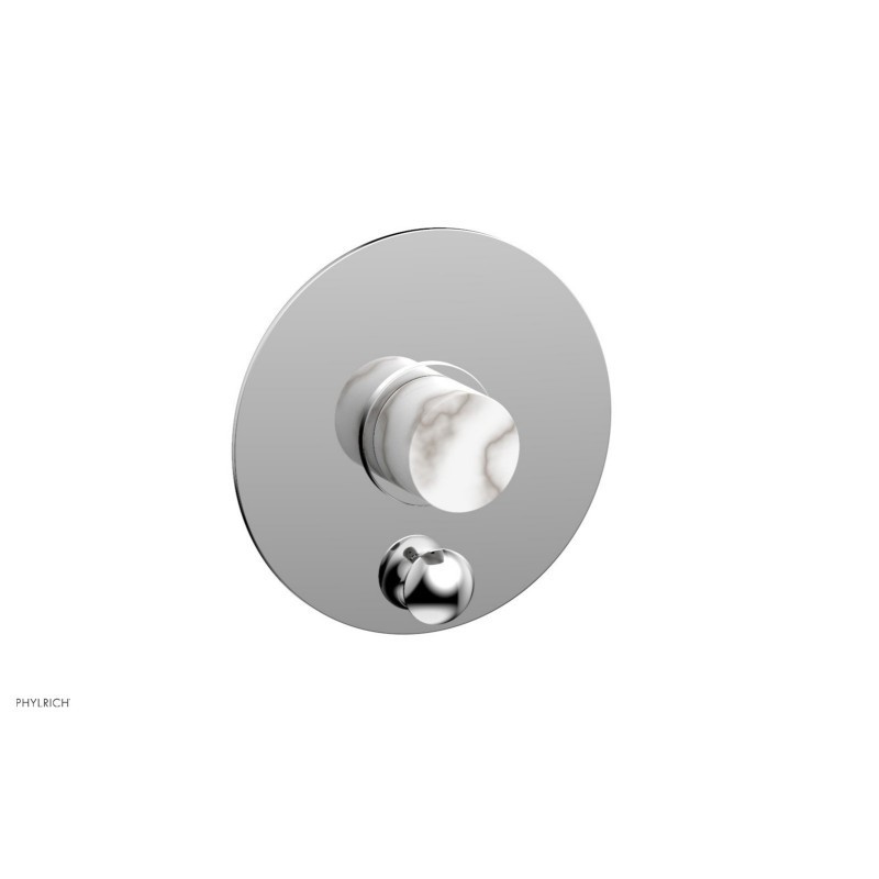 PHYLRICH 4-198-031 BASIC II WALL MOUNT PRESSURE BALANCE SHOWER PLATE WITH DIVERTER AND WHITE MARBLE HANDLE TRIM