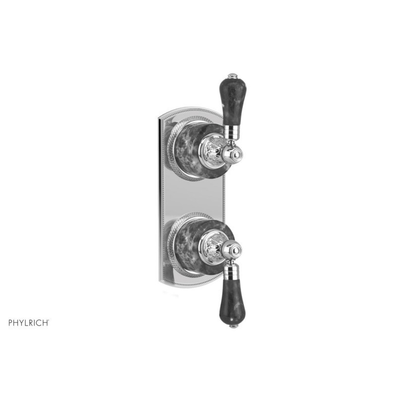 PHYLRICH 4-459A VERSAILLES 4 INCH WALL MOUNT TWO BLEU SODALITE LEVER HANDLES MINI THERMOSTATIC VALVE WITH VOLUME CONTROL OR DIVERTER
