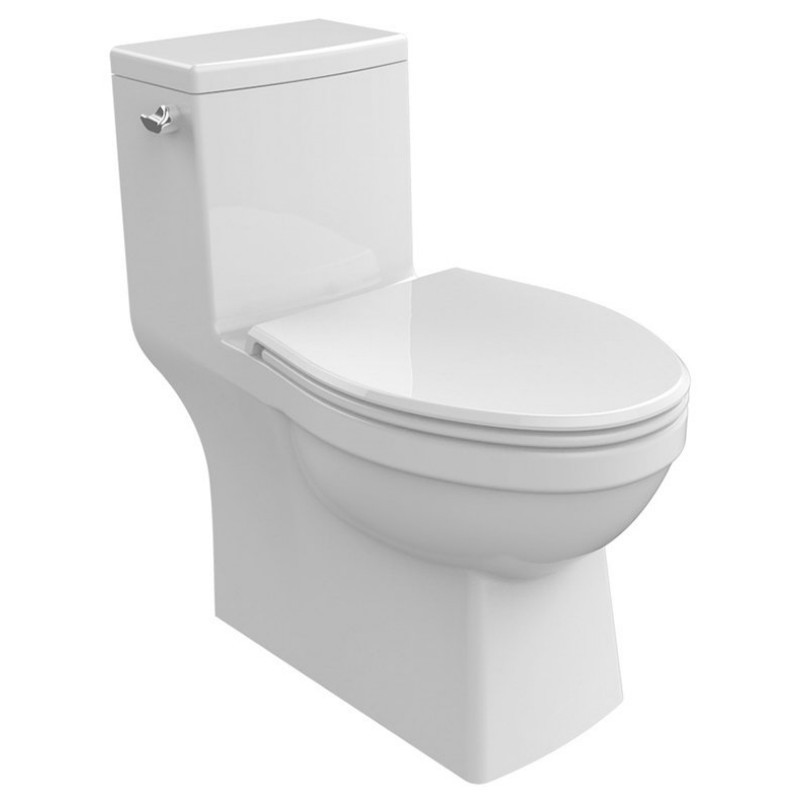 LAUFEN H8235670002511 CRISTAL 27 8/16 INCH ONE-PIECE WATER CLOSET BOWL WITH SINGLE-FLUSH AND LEFT HAND LEVER