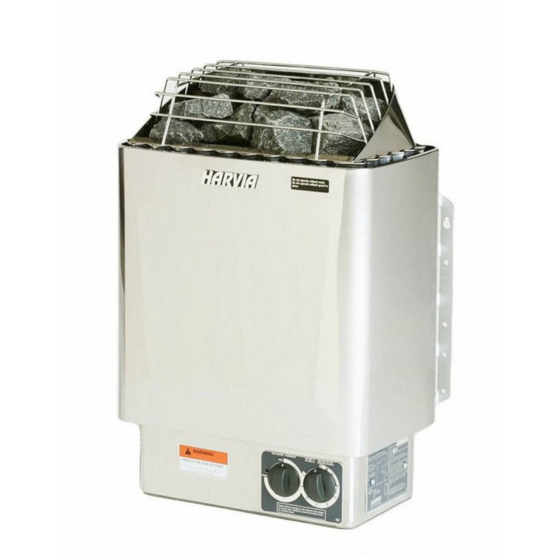 HARVIA JH45B2401 KIP SERIES 4.5KW SAUNA HEATER AT 240V 1PH WITH BUILT-IN TIME AND TEMPERATURE CONTROLS - STAINLESS STEEL