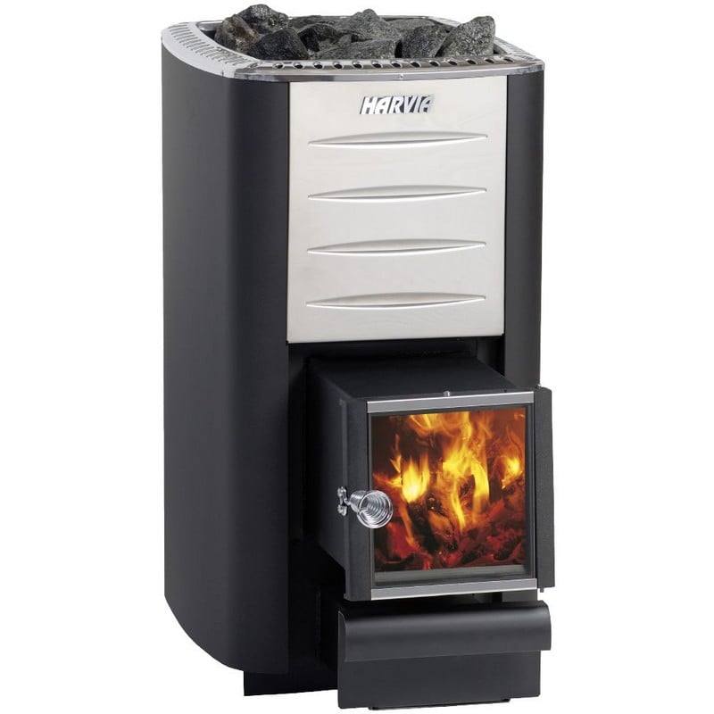 HARVIA WKM3SL M SERIES 16.5KW WOOD SAUNA STOVE WITH EXTERIOR FEED - BLACKS