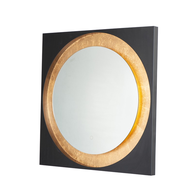 ET2 E42040-GLBK 31 1/2 INCH X 31 1/2 INCH SQUARE WALL MOUNTED BATHROOM MIRROR - GOLD LEAF AND BLACK