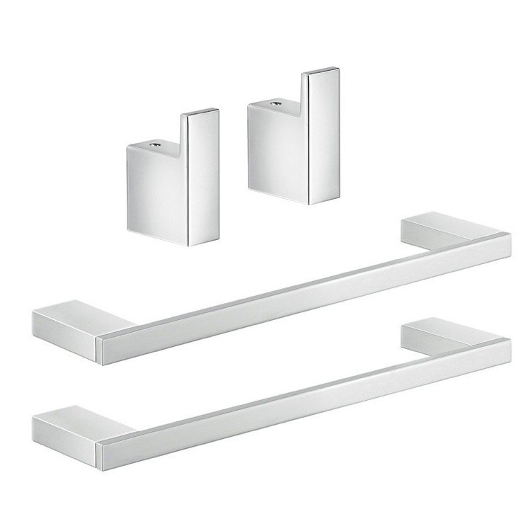 GEDY LZ121 LANZAROTE 16 INCH CHROME TOWEL BAR AND ROBE HOOK ACCESSORY SET