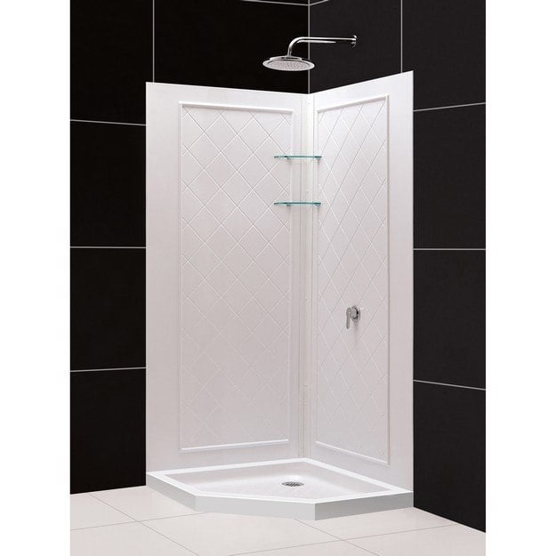 DreamLine DL-6040C-01 36x36 Neo-Angle Shower Base and QWALL-2