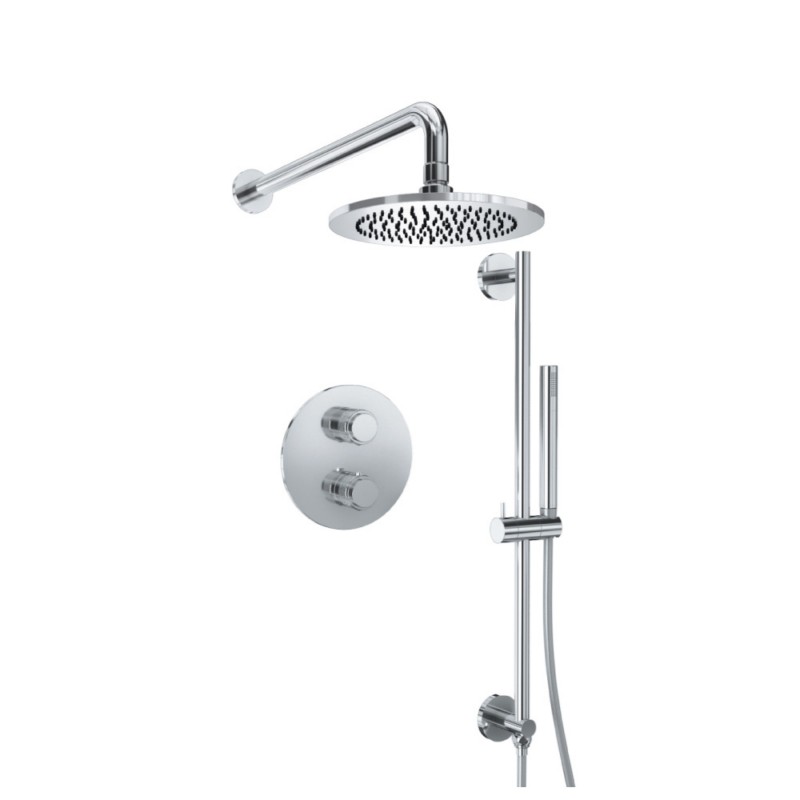ISENBERG 250.7125 SERIE 250 HAND SHOWER SET WITH 8 INCH SHOWER HEAD, SLIDE BAR, THERMOSTATIC VALVE AND TRIM