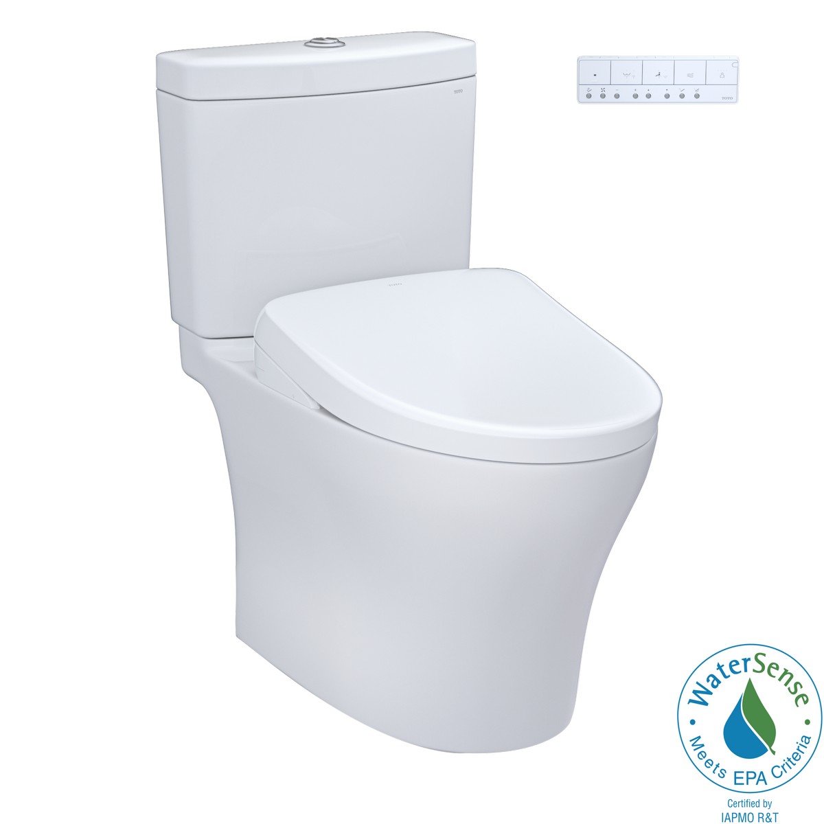 TOTO MW4464736CEMFG#01 WASHLET+ AQUIA IV 1.28 AND 0.9 GPF TWO PIECE DUAL FLUSH ELONGATED TOILET WITH WASHLET S7A BIDET SEAT IN COTTON WHITE