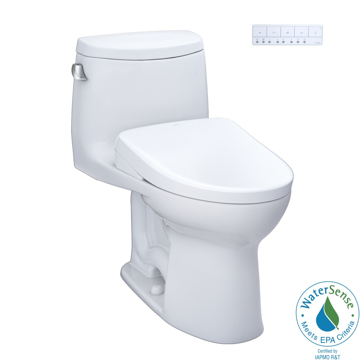 TOTO MW6044736CEF#01 WASHLET+ ULTRAMAX II 1.28 GPF ONE PIECE ELONGATED TOILET WITH WASHLET+ S7A BIDET SEAT IN COTTON WHITE
