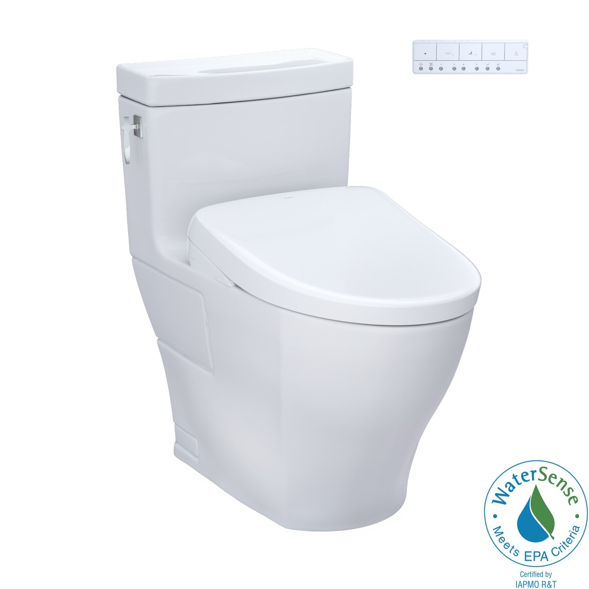 TOTO MW6264736CEF#01 WASHLET+ AIMES 1.28 GPF ONE PIECE ELONGATED TOILET WITH WASHLET S7A BIDET SEAT IN COTTON WHITE
