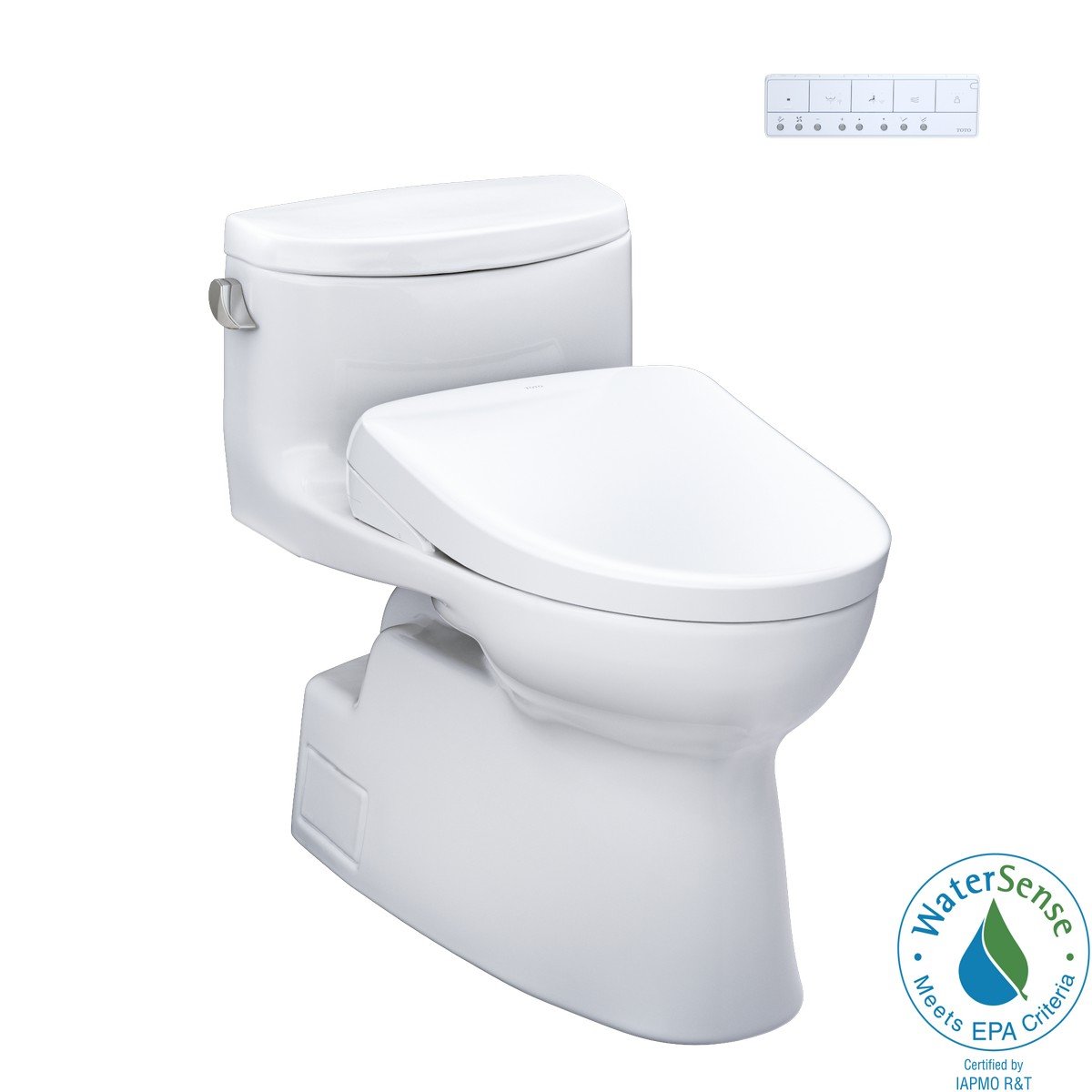 TOTO MW6444726CEFG#01 WASHLET+ CAROLINA II 1.28 GPF ONE PIECE ELONGATED TOILET WITH WASHLET S7 BIDET SEAT IN COTTON WHITE