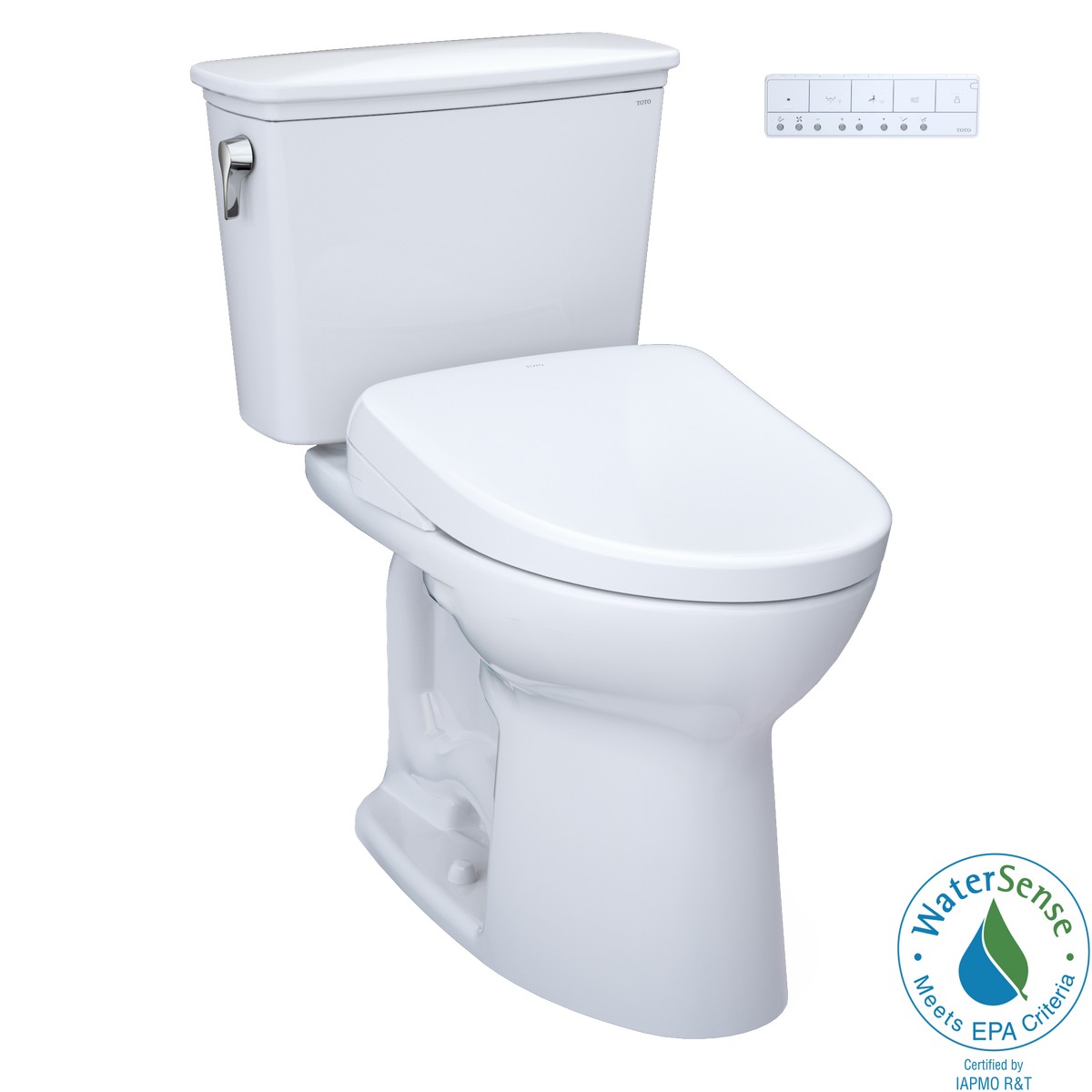 TOTO MW7864726CEF.10#01 DRAKE TRANSITIONAL WASHLET+ 1.28 GPF TWO PIECE 10 INCH ROUGH-IN ELONGATED UNIVERSAL HEIGHT TORNADO FLUSH TOILET WITH WASHLET S7 BIDET SEAT IN COTTON WHITE