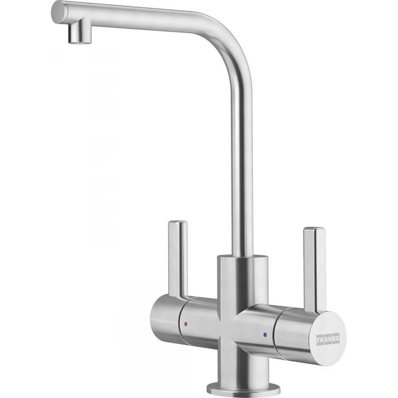 FRANKE UNL-HC-304 UNIVERSAL 8 3/4 INCH DOUBLE HANDLE HOT AND COLD WATER FILTRATION KITCHEN FAUCET - STAINLESS STEEL