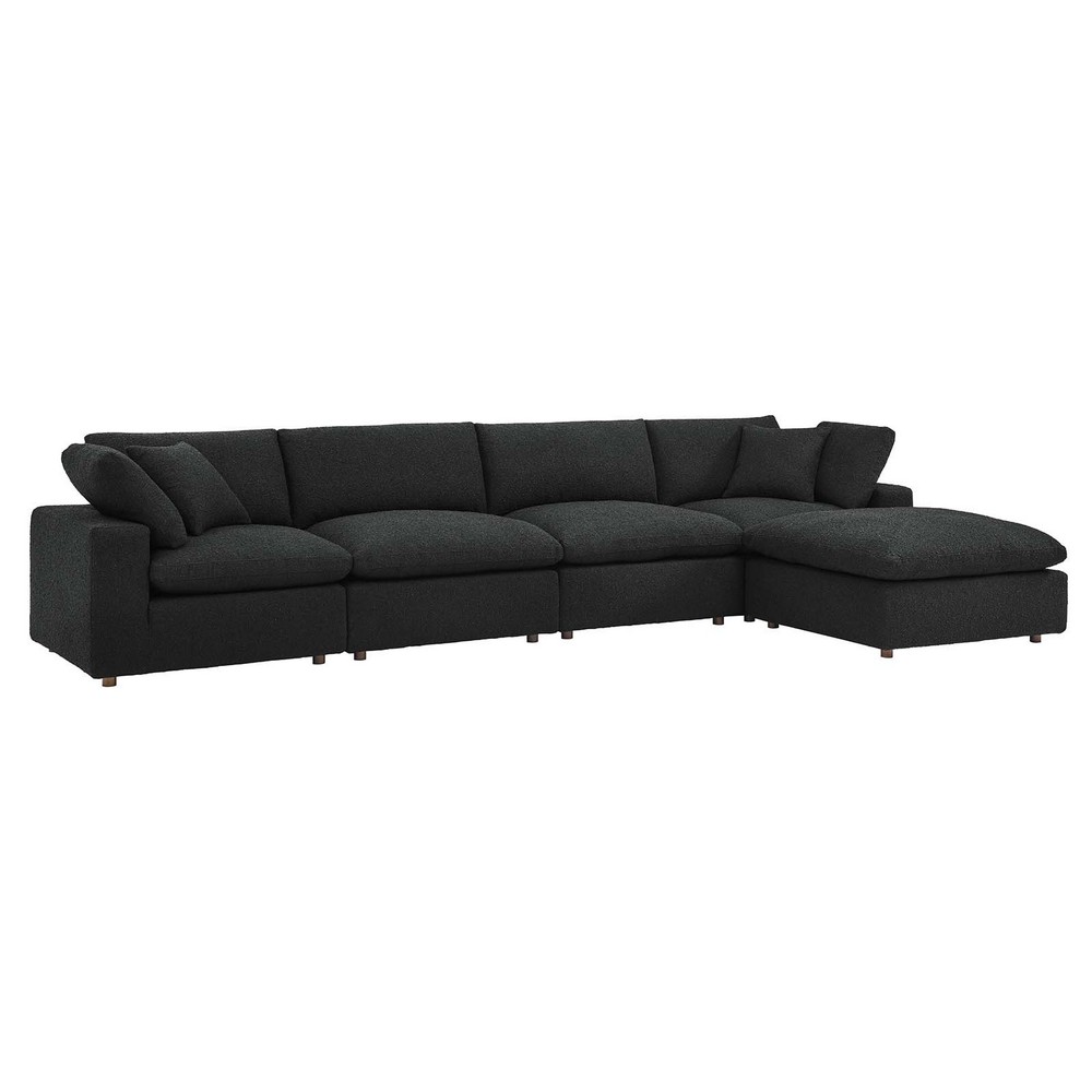 MODWAY EEI-6365 COMMIX 160 INCH DOWN FILLED OVERSTUFFED BOUCLE FABRIC 5-PIECE SECTIONAL SOFA