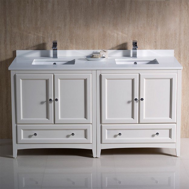 Fresca Fcb20 3030aw Cwh U Oxford 60, Antique White 60 Inch Double Vanity
