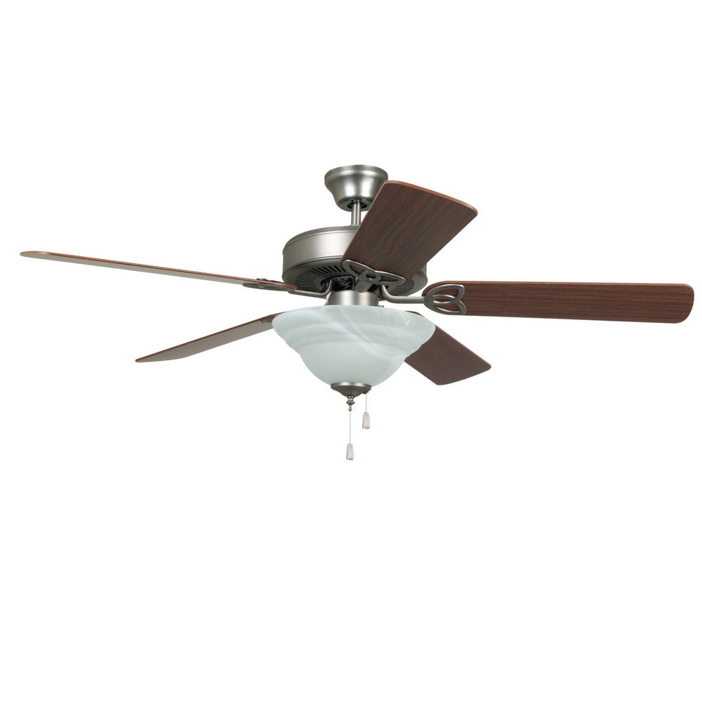 CRAFTMADE BLD52BNK5C1 BUILDER DELUXE 52 INCH 2 LED LIGHT CEILING FAN WITH BLADES IN BRUSHED POLISHED NICKEL