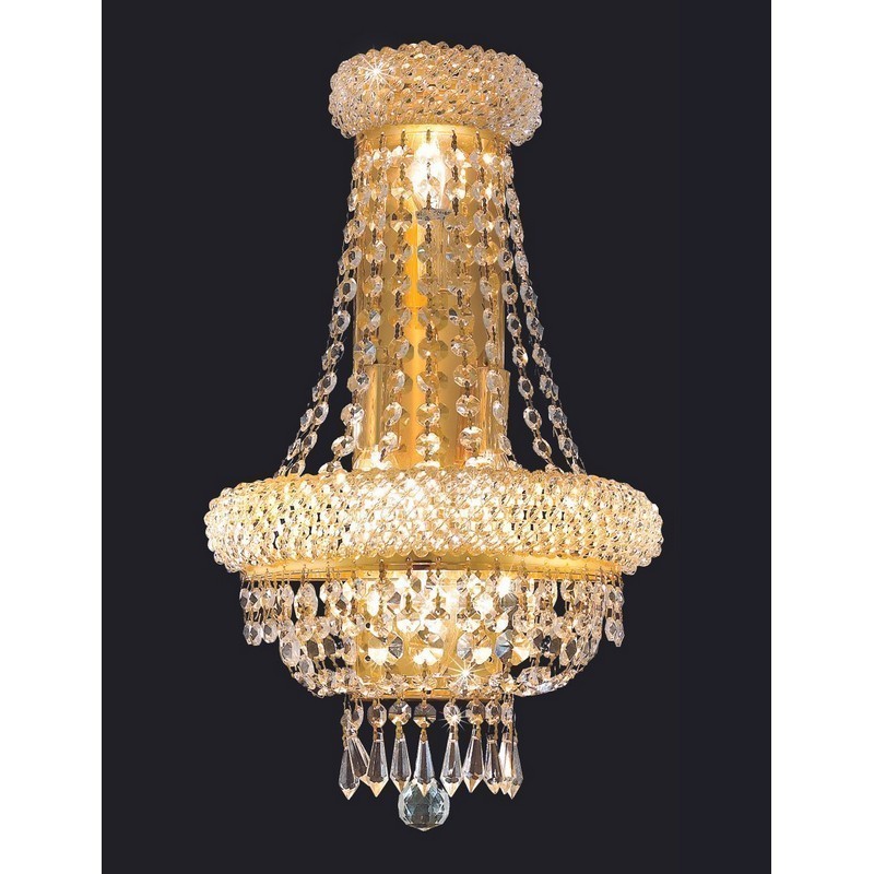 ELEGANT FURNITURE LIGHTING V1803W12S/RC PRIMO 12 INCH PRIMO 4 LIGHT WALL SCONCE CLEAR ROYAL CUT CRYSTAL