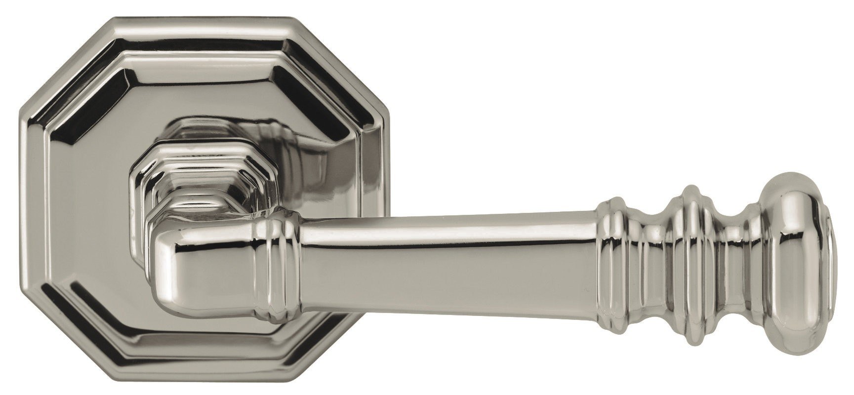 OMNIA 101/00.PA SOLID BRASS INTERIOR TRADITIONAL LEVER LATCHSET WITH 2-5/8 INCH DIAMETER OCTAGONAL ROSE PASSAGE ENTRY