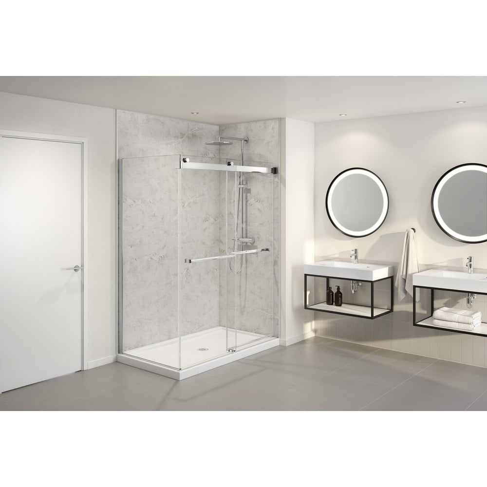 FLEURCO NGUS4836-40 GEMINI 45-48 W X 75 H INCH SLIDING OR BYPASS 2-SIDED SHOWER DOOR