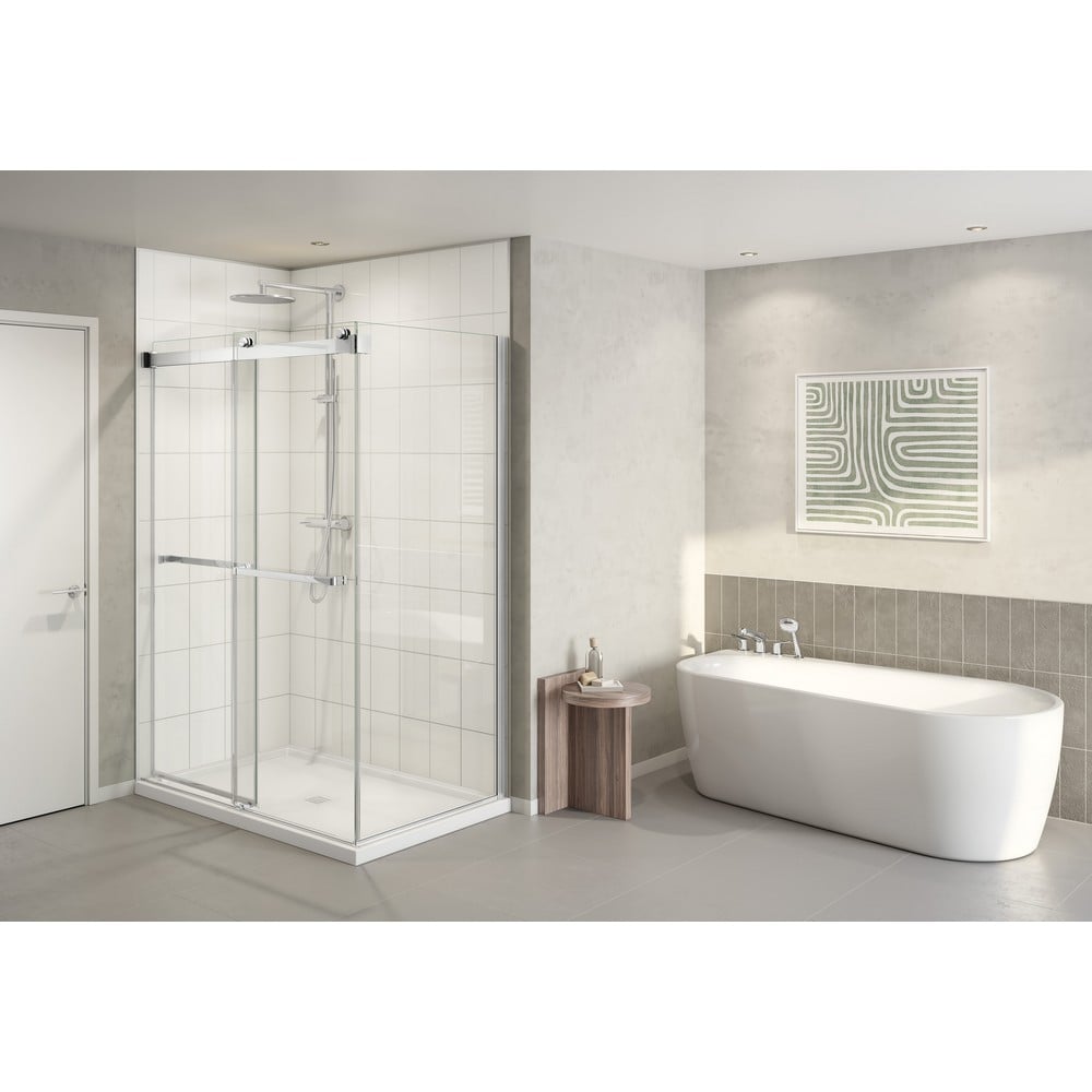 FLEURCO NPUS6036-40 GEMINI PLUS 57-60 W X 79 H INCH SLIDING OR BYPASS 2-SIDED SHOWER DOOR